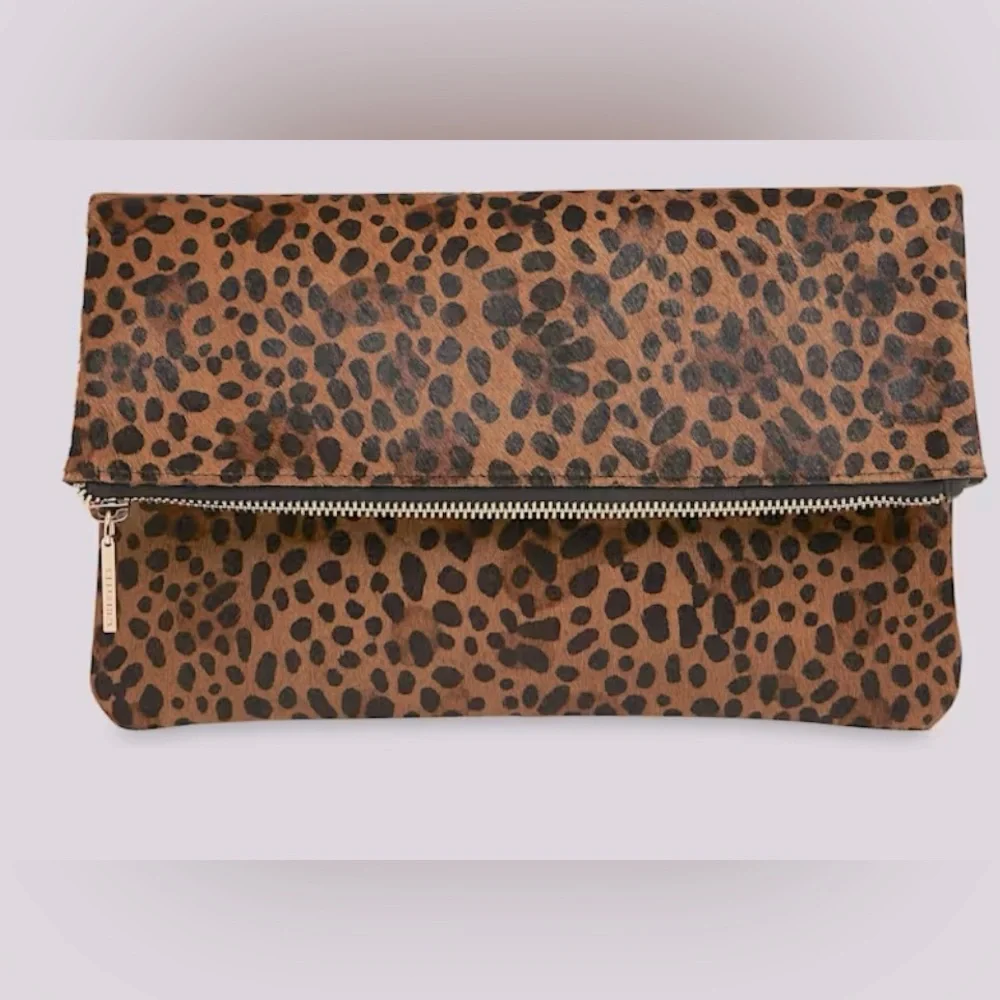 WHISTLES Leopard Print Chapel Foldover‎ Clutch Bag